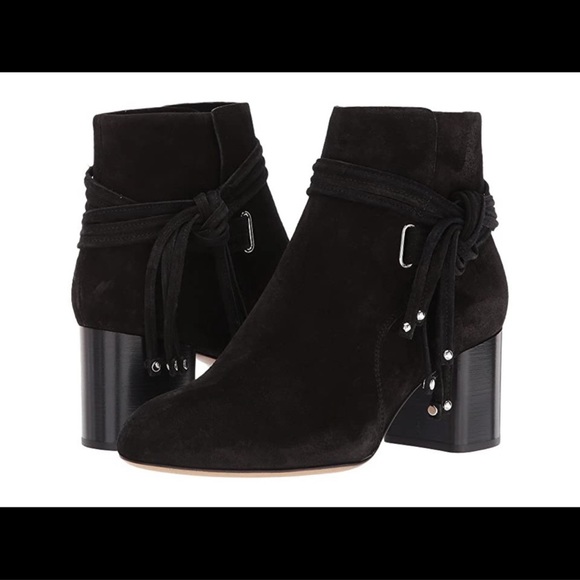 Rag & Bone Dalia II suede ankle booties fringe tie straps black 8.5 - Picture 3 of 6